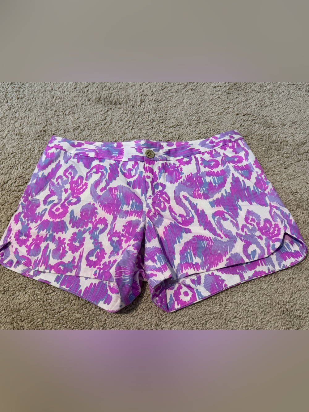 Lilly Pulitzer Adie Shorts Size 0 Amethyst Beach Bathers Flamingo Print